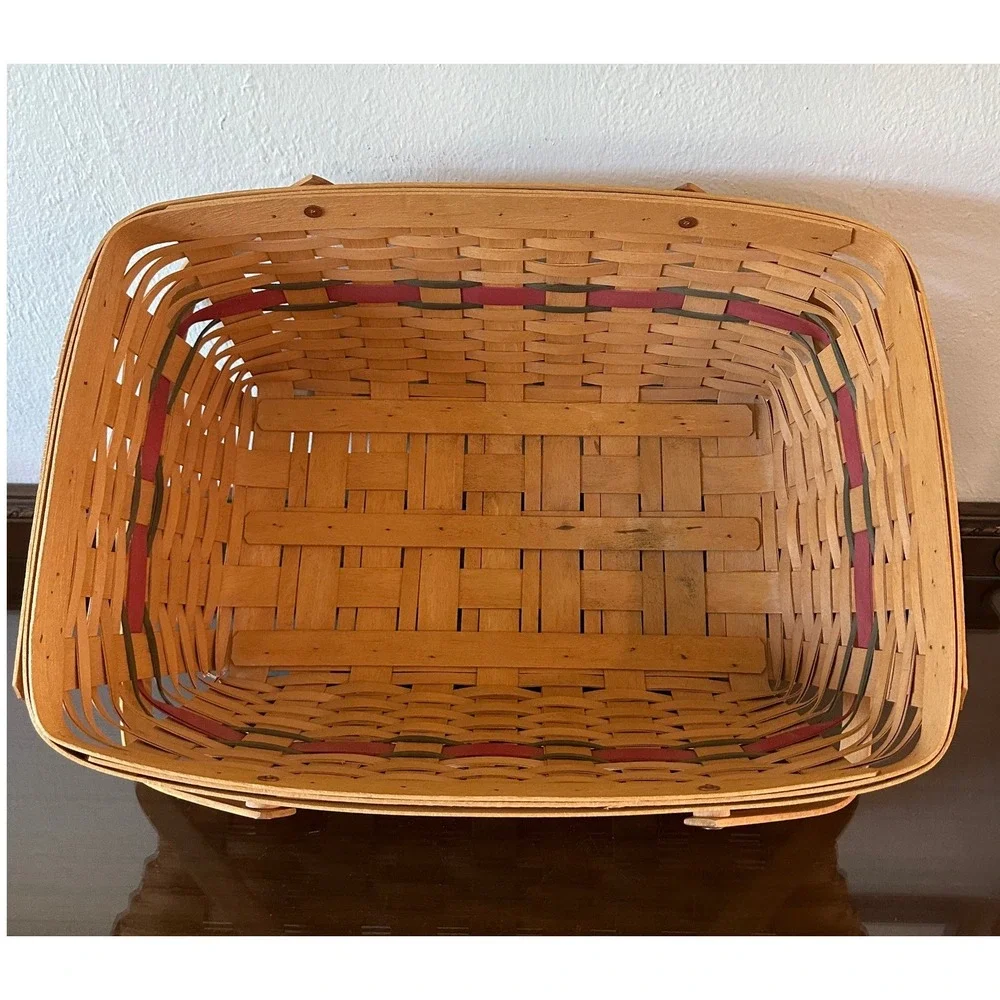 Longaberger Yuletide Treasures Basket 1996 Christmas Holly Liner Lid Protector